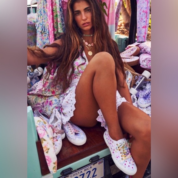 NWT SUPERGA x LoveShackFancy Pastel Canvas Sneakers Size 8 - Picture 2 of 10